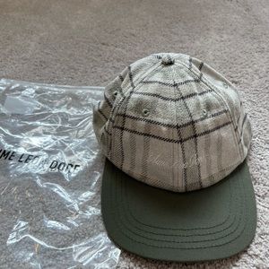 Aime Leon Dore ALD Contrast Plaid Script Logo Hat Grey / Olive Green FW23 Crest